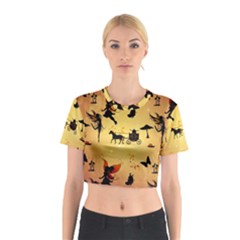 Cute Fairy Tal Pattern Cotton Crop Top by FantasyWorld7