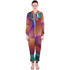 Lines Rays Background Light Rainbow Hooded Jumpsuit (ladies)  by Bajindul