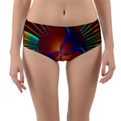 Lines Rays Background Light Rainbow Reversible Mid-waist Bikini Bottoms by Bajindul