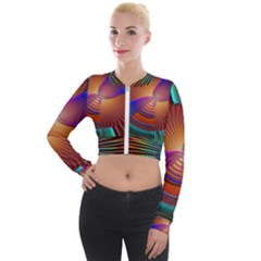 Lines Rays Background Light Rainbow Long Sleeve Cropped Velvet Jacket by Bajindul