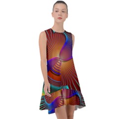 Lines Rays Background Light Rainbow Frill Swing Dress