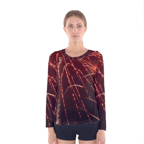 Fireworks Red Orange Yellow Women s Long Sleeve Tee by Bajindul