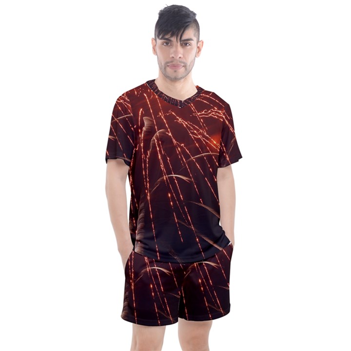 Fireworks Red Orange Yellow Men s Mesh Tee and Shorts Set