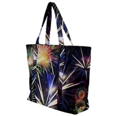 Fireworks Rocket Night Lights Zip Up Canvas Bag by HermanTelo