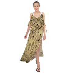 Music Nuts Sheet Maxi Chiffon Cover Up Dress