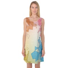 Background Pastel Geometric Lines Sleeveless Satin Nightdress