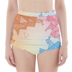 Background Pastel Geometric Lines High-waisted Bikini Bottoms