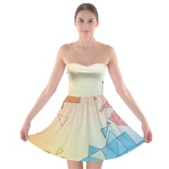 Background Pastel Geometric Lines Strapless Bra Top Dress