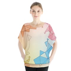 Background Pastel Geometric Lines Batwing Chiffon Blouse