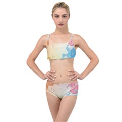 Background Pastel Geometric Lines Layered Top Bikini Set