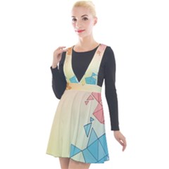 Background Pastel Geometric Lines Plunge Pinafore Velour Dress