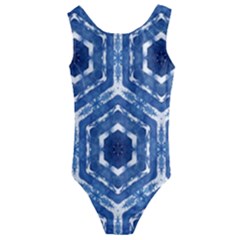 Indigo Hexagons Kids  Cut-out Back One Piece Swimsuit by VeataAtticus