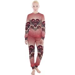 Awesome Heart With Skulls And Wings Women s Lounge Set by FantasyWorld7