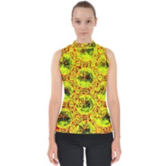 Cut Glass Beads Mock Neck Shell Top by essentialimage