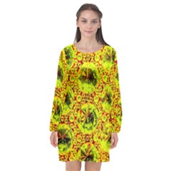 Cut Glass Beads Long Sleeve Chiffon Shift Dress  by essentialimage