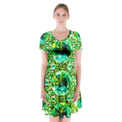 Cut Glass Beads Short Sleeve V-neck Flare Dress by essentialimage