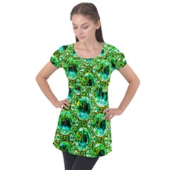 Cut Glass Beads Puff Sleeve Tunic Top by essentialimage