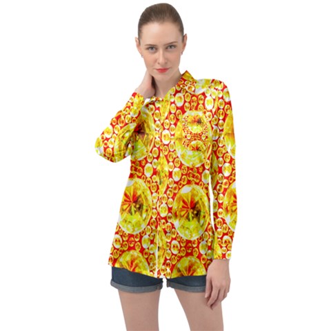 Cut Glass Beads Long Sleeve Satin Shirt by essentialimage