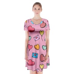 Candy Pattern Short Sleeve V-neck Flare Dress by Sobalvarro