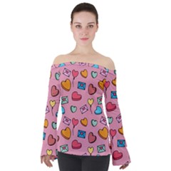 Candy Pattern Off Shoulder Long Sleeve Top by Sobalvarro
