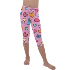 Candy Pattern Kids  Lightweight Velour Capri Leggings  by Sobalvarro