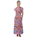 Candy Pattern Flutter Sleeve Maxi Dress View1