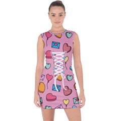 Candy Pattern Lace Up Front Bodycon Dress by Sobalvarro