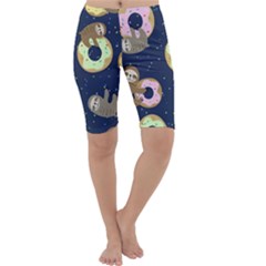 Cute Sloth With Sweet Doughnuts Cropped Leggings  by Sobalvarro