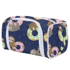 Cute Sloth With Sweet Doughnuts Toiletries Pouch by Sobalvarro