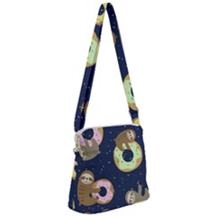 Cute Sloth With Sweet Doughnuts Zipper Messenger Bag by Sobalvarro