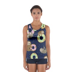Cute Sloth With Sweet Doughnuts Sport Tank Top  by Sobalvarro