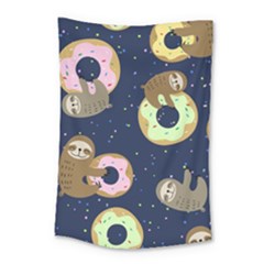 Cute Sloth With Sweet Doughnuts Small Tapestry by Sobalvarro