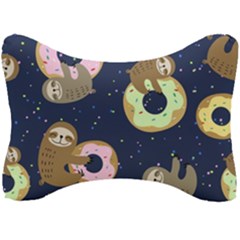 Cute Sloth With Sweet Doughnuts Seat Head Rest Cushion by Sobalvarro