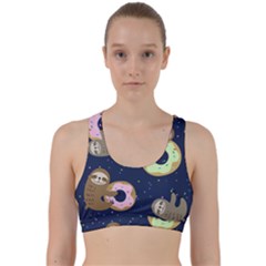 Cute Sloth With Sweet Doughnuts Back Weave Sports Bra by Sobalvarro