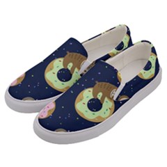 Cute Sloth With Sweet Doughnuts Men s Canvas Slip Ons