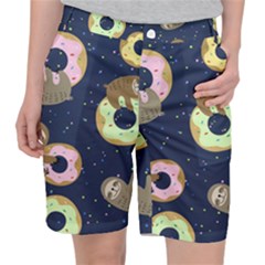 Cute Sloth With Sweet Doughnuts Pocket Shorts by Sobalvarro