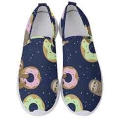 Cute Sloth With Sweet Doughnuts Men s Slip On Sneakers by Sobalvarro