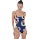 Cute Sloth With Sweet Doughnuts Tie Strap One Piece Swimsuit View1