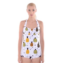 Pineapples Boyleg Halter Swimsuit  by Sobalvarro