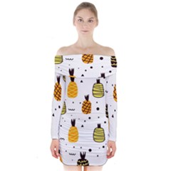 Pineapples Long Sleeve Off Shoulder Dress by Sobalvarro