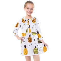 Pineapples Kids  Quarter Sleeve Shirt Dress by Sobalvarro