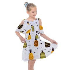 Pineapples Kids  Shoulder Cutout Chiffon Dress by Sobalvarro