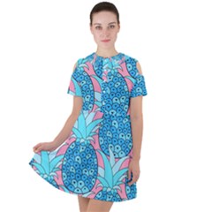 Pineapples Short Sleeve Shoulder Cut Out Dress  by Sobalvarro