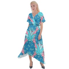 Pineapples Cross Front Sharkbite Hem Maxi Dress by Sobalvarro