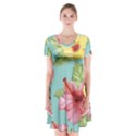 Hibiscus Short Sleeve V-neck Flare Dress View1