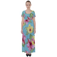 Hibiscus High Waist Short Sleeve Maxi Dress by Sobalvarro