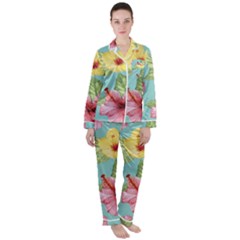 Hibiscus Satin Long Sleeve Pyjamas Set by Sobalvarro