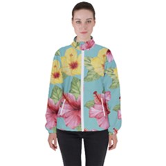 Hibiscus Women s High Neck Windbreaker by Sobalvarro