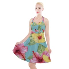 Hibiscus Halter Party Swing Dress 