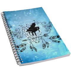 Piano With Feathers, Clef And Key Notes 5 5  X 8 5  Notebook by FantasyWorld7